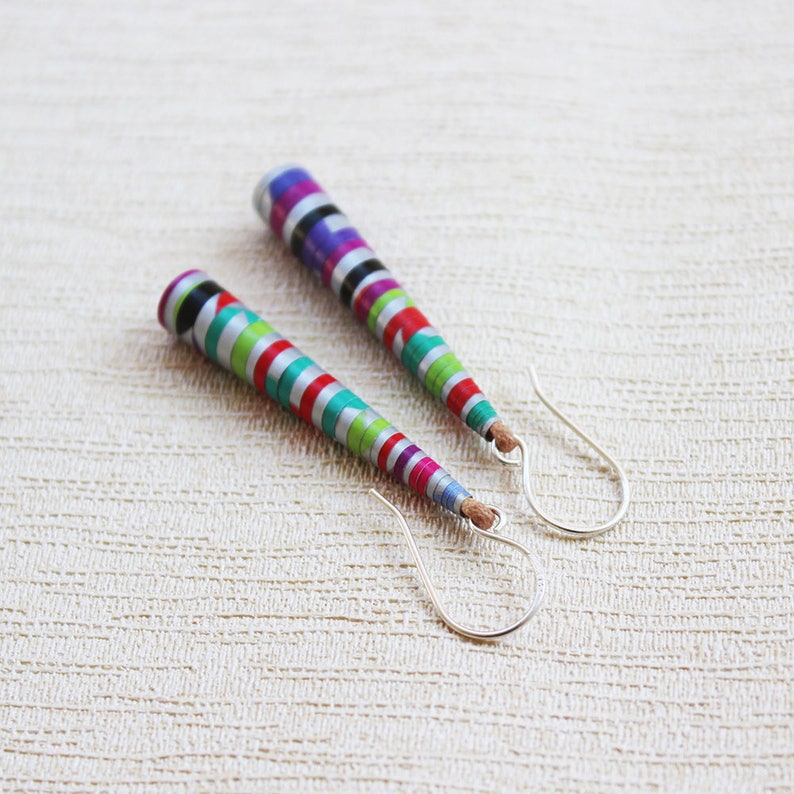 Neon Carnival Earrings Neon Drop Earrings Long Colorful Earrings 1st Anniversary Gift Idea Lightweight Jewelry Uncommon Earrings image 2