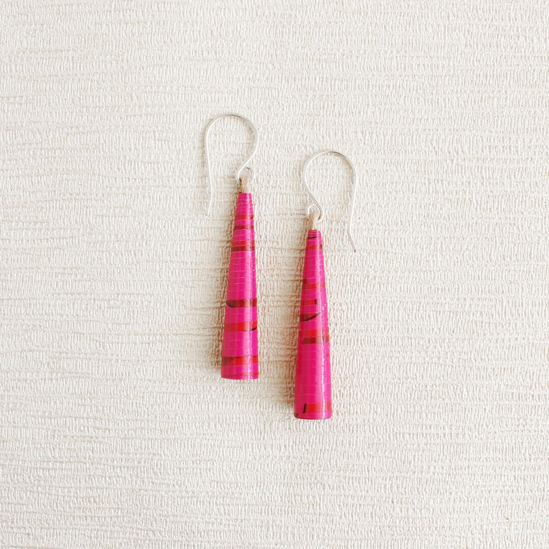 Beetroot Pink Earrings Unique Dangle Earrings Flashy Jewelry Special Gift for Girlfriend Pink Statement Earrings Bold Earrings image 3