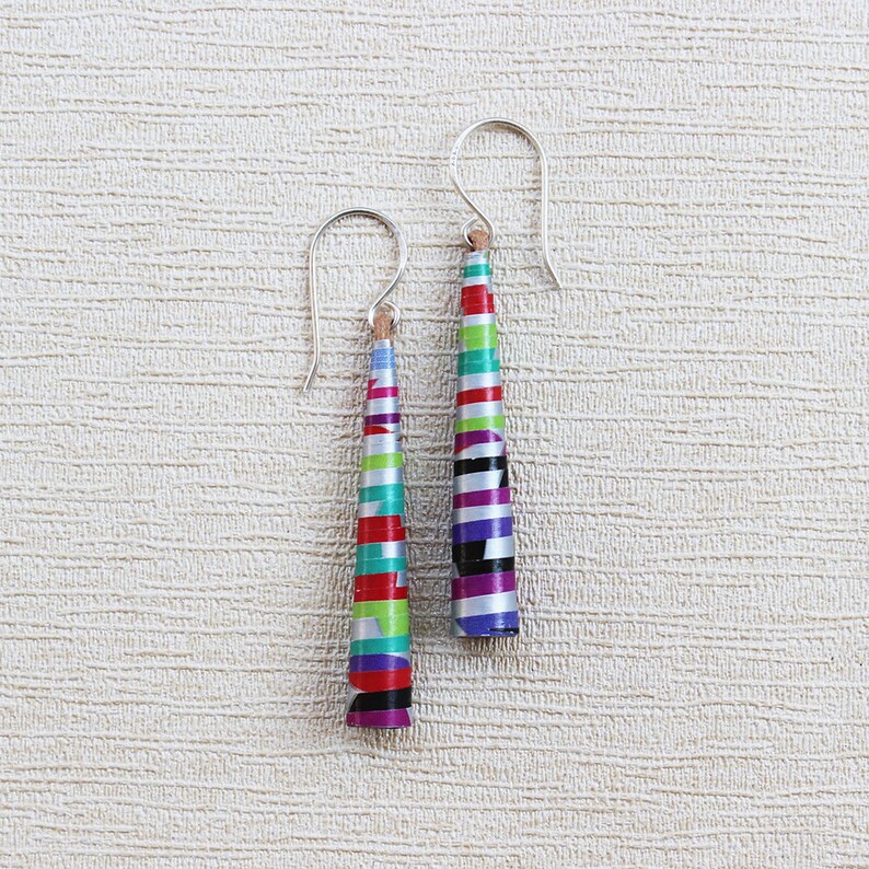 Neon Carnival Earrings Neon Drop Earrings Long Colorful Earrings 1st Anniversary Gift Idea Lightweight Jewelry Uncommon Earrings image 3