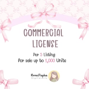 Commercial License up to 1,000 units for 5 listings of clipart set