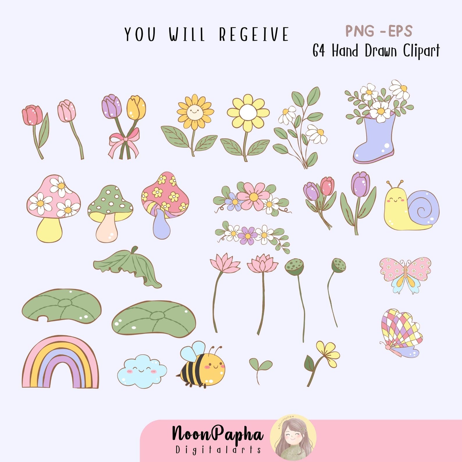Spring Capybara Printable Capybara Spring Clipart Set PNG | EPS Cute Capybaras Surrounded by ...