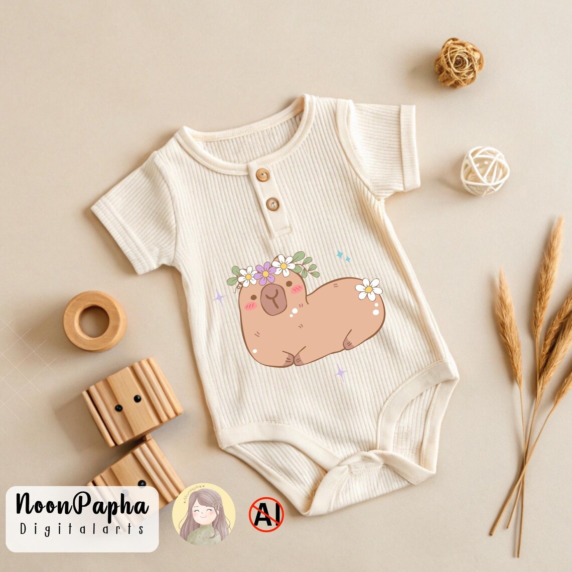 Spring Capybara Printable Capybara Spring Clipart Set PNG | EPS Cute Capybaras Surrounded by ...