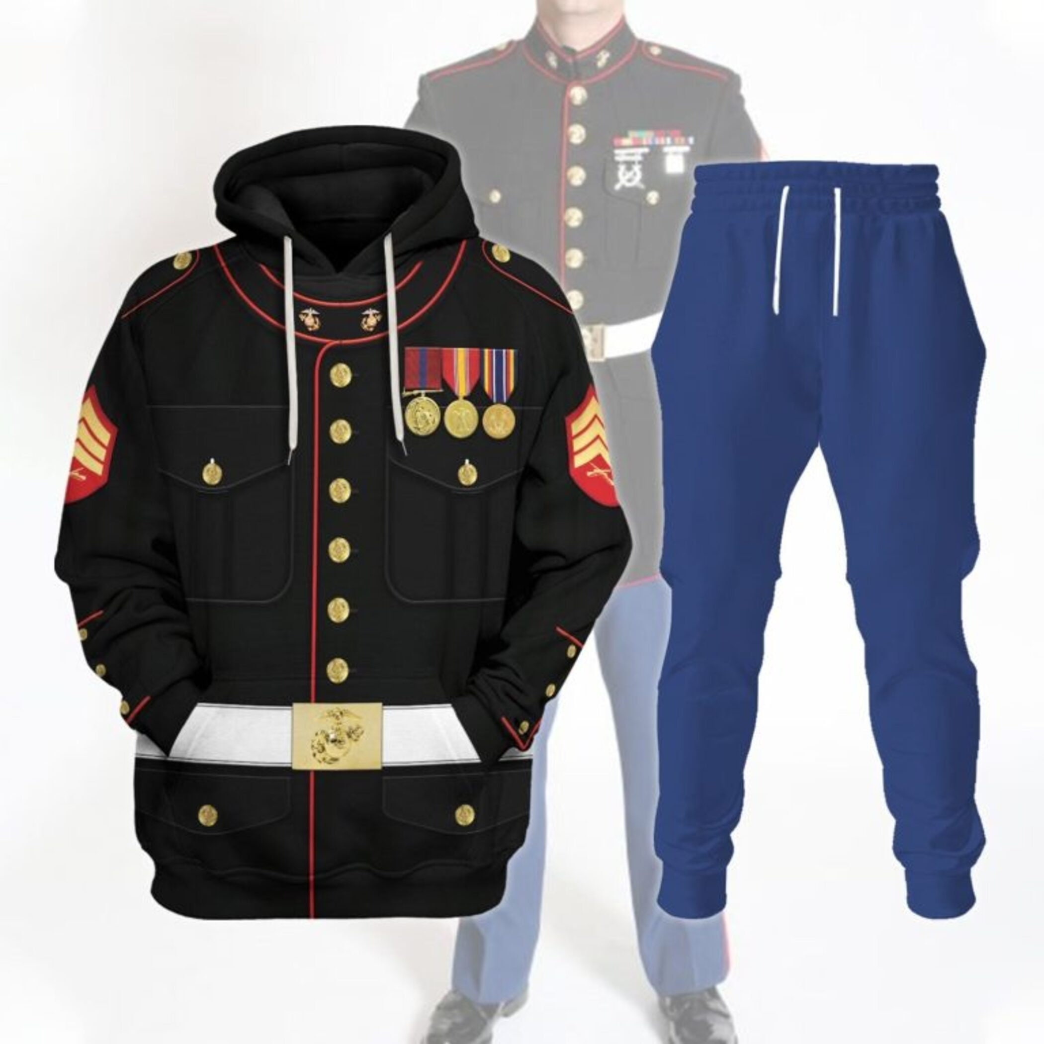 Rank and Branhches Marine Corp Blues 3D All Over Printed Hoodie
