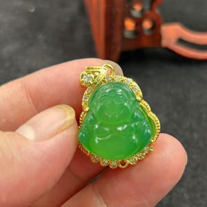 Wisiorki z jadeitu Buddy, Wisiorek z jadeitu Maitreya, Naszyjnik z jadeitu Fortuny, Ręcznie rzeźbiony amulet Fengshui, Talizman buddyjski, Śmiejący się Budda
