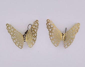 Magical Gold Butterfly Earrings – Filigree Wing Earrings, Lightweight Statement Jewelry, Nature-Inspired Earrings, Whimsical Gift for Her