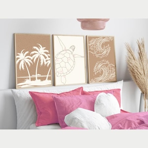Coastal Sea Turtle Print Set: Boho Beach House Decor (PDF Download A1-A5 Sizes)