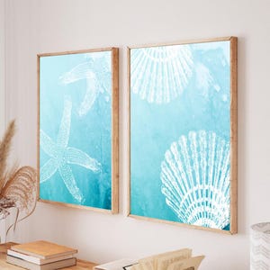 Coastal Starfish & Shell Prints: Beach House Decor (Set of 2) (PDF)
