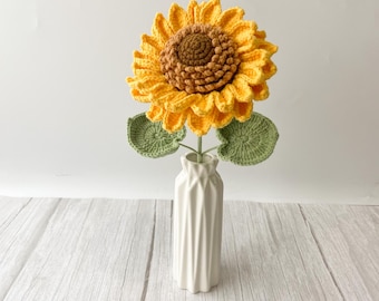 Gehaakte bloemen in pot, handgemaakte gehaakte zonnebloem afgewerkt, gebreide zonnebloemen, perfect gehaakt cadeau voor leraren, moeders en woondecoratie