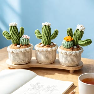 Söt virkad kaktus, krukväxt, amigurumi, konstgjord suckulent, skrivbordstillbehör, bohemisk heminredning, unik present