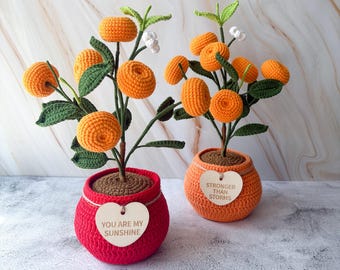 Handmade Crochet Orange in Pot, Orange Crochet Pot, Crochet Fruit Tree, thanksgiving gifts, Gift For Mom, Teacher gifts, Home Decor