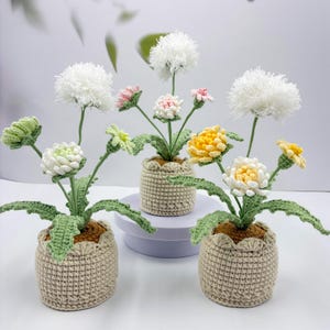 Adorable pissenlit au crochet, fleur au crochet, cadeau de fête des mères, fleur faite main, plante de soutien émotionnel, cadeau de fête des mères