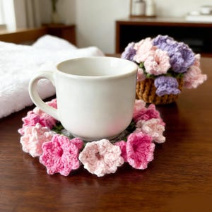 Handmade Crochet Lily of the valley Coaster & Pot, Beginner-Friendly PDF Tutorial