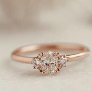 18k Rose Gold Wedding Ring, Brilliant Round Cut Moissanite Diamond Engagement Ring, Round Side Diamond Bridal Ring, Gift For Special one.