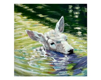 White Lamm Acrylmalerei: Zeitgenössische Tierkunst, friedliche Natur