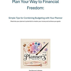 Peut inclure: Une illustration aquarelle d'une palette de peinture avec un pinceau et le texte "Planner's Palette" et "etsy".