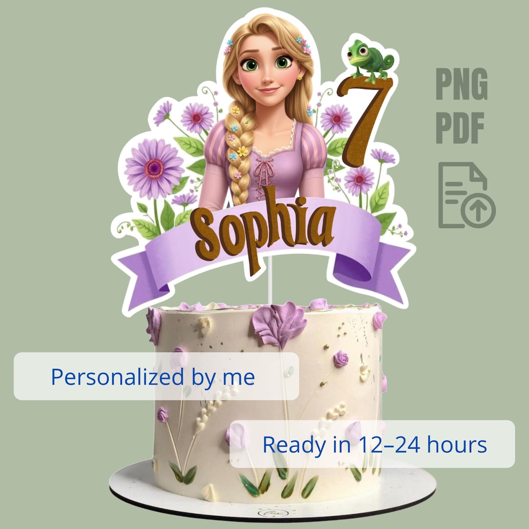 Rapunzel Cake Topper Printable | Tangled Birthday Cake Topper ...