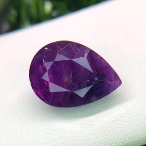 Natural Ruby Gemstone 7 Carats Pear Cut Purple Color Opaque Loose Stone | Afghanistan Ruby | Pendant Gem | July Birthstone | Gift for Her