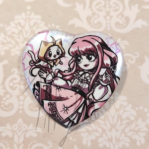 Infinity Nikki, Pin buttons, Heart Shape Holographic  - Nikki and Momo