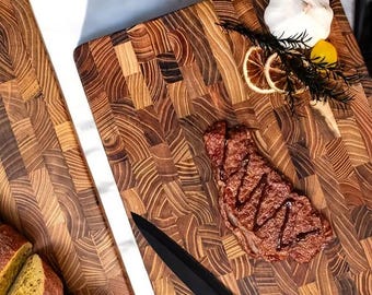 Tagliere extra large in legno di teak, resistente ceppo in legno massello per frutta e verdura, preparazione e presentazione in cucina, idea regalo perfetta!