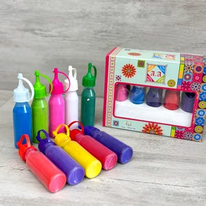 Set di 10 flaconi di polvere Rangoli - Colori vivaci per decorazioni Diwali e festive, decorazioni per pavimenti, flaconi facili da spremere per bambini e adulti