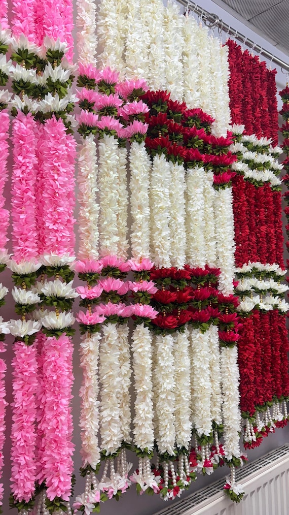 Handmade Cloth Flower Garland – Indian Wedding Diwali Decor, 1.16m