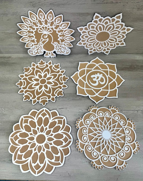 12'' Rangoli Stencils, Diwali Decor, Mandala, Peacock, Om Symbol