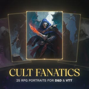 Arte de personajes de DND: retratos de fantasía de fanáticos de culto para VTT y TTRPG