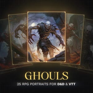 Arte de personajes de DND: retratos únicos de Ghoul RPG / íconos de monstruos no muertos para mesas virtuales / ilustraciones de TRPG de fantasía y activos digitales