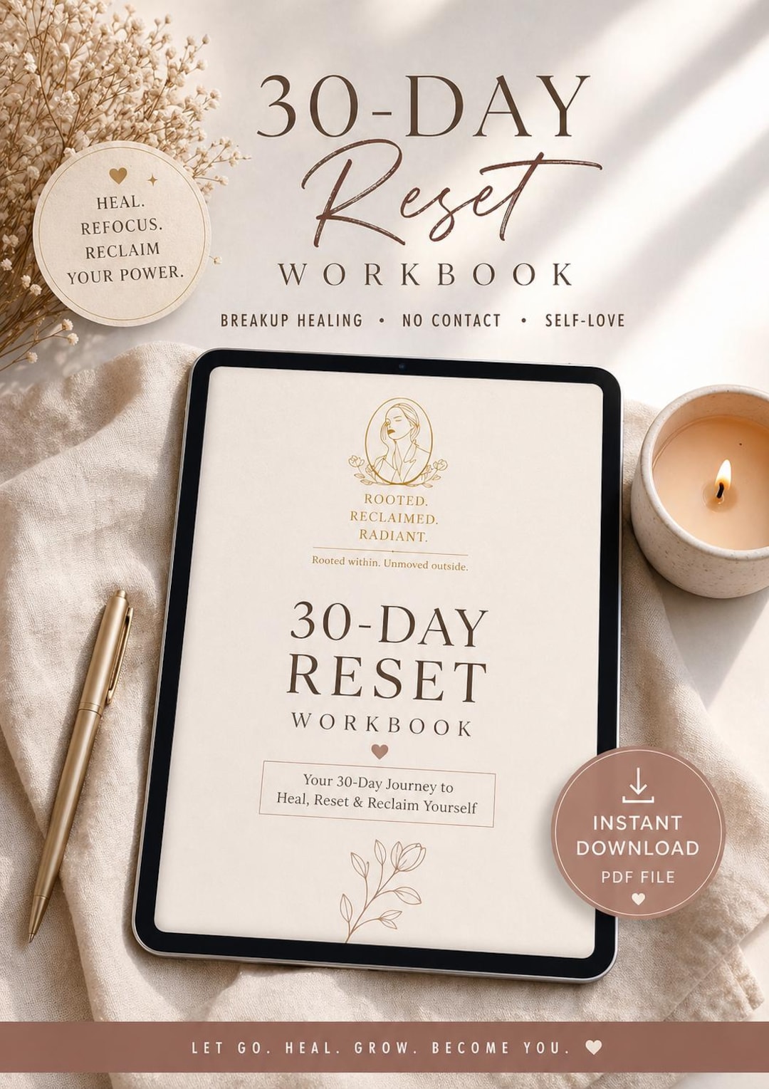 30 Day Reset Workbook – Breakup Healing, No Contact Guide, Self-worth ...