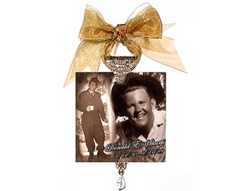 Personalized Christmas Ornaments Glass Photo Memorial Monogrammed - Buy 3 Get the 4th FREE