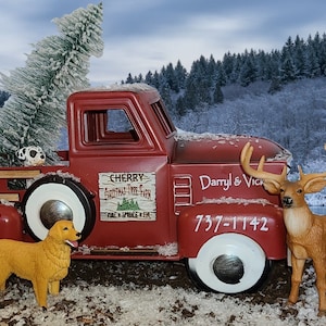 Large Metal Retro Pickup Truck 8 Customizations Red Green Farmhouse Flowers Hunting - FREE SHIPPING