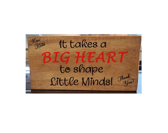 Teacher Gift Shape Little Minds Wooden Plaque Tabletop Standalone Decor Handmade Personalized - Free Shipping