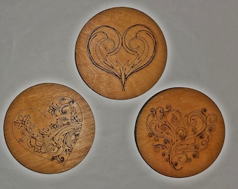Bulk Order 3" Wooden Engraved Coasters - 50pcs - Wedding Favors - Can Be Personalized Customized - FREE SHIPPING