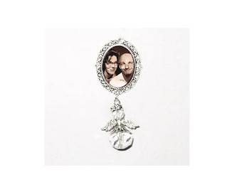 Memorial Photo Brooch – Angel Clear Crystal Silver - FREE SHIPPING