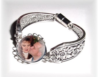 Memorial Photo Charm Bracelet Silver - FREE SHIPPING