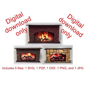Digital Download Only - Digital Laser Files - Miniature Fireplace Cell Phone Stand File - Svg Dfx Pdf Png Jpg - Digital Instant Download