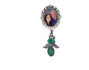 Photo Charm Brooch Green Liver Cancer Non Hodgkins Lymphoma Awareness Heavenly Angel Crystals Gems  - FREE SHIPPING