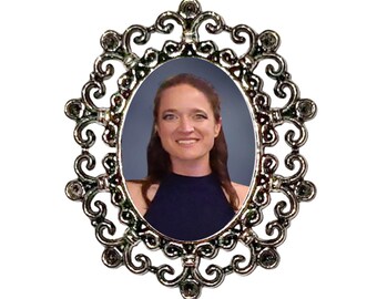 Memorial Photo Brooch Antiqued Silver - FREE SHIPPING