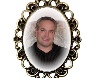 Memorial Photo Brooch - Bronze Oval - FREE SHIPPING
