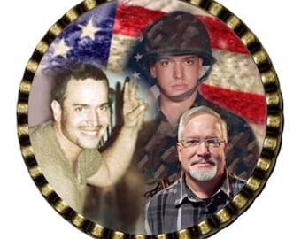 Memorial Photo Brooch - Bronze Round - FREE SHIPPING