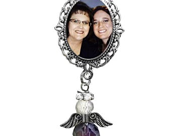 Photo Charm Brooch Purple Pancreatic Thyroid Cancer Awareness Heavenly Angel Crystals Gems  - FREE SHIPPING