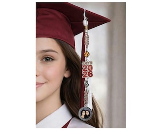 Graduation Tassel Charm | Memorial Photo Charm | Custom Grad Cap Decoration | Personalized Senior Keepsake | Class of 2026 - FREE SHIPPING