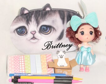 Personalized Kitty Bag with Doll and School Accessories - FREE SHIPPING