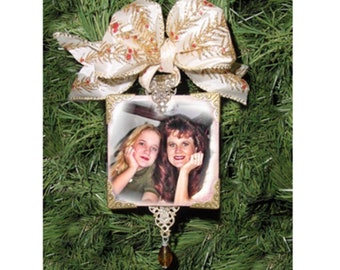 Personalized Christmas Ornaments Glass Photo Memorial Monogrammed - Buy 3 Get the 4th FREE