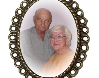 Memorial Photo Brooch - Bronze Oval - FREE SHIPPING