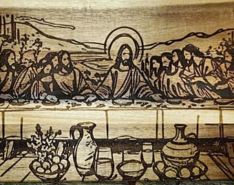 Handmade Wooden Cutting Board – Last Supper Engraving Jesus Christ Disciples - FREE SHIPPING