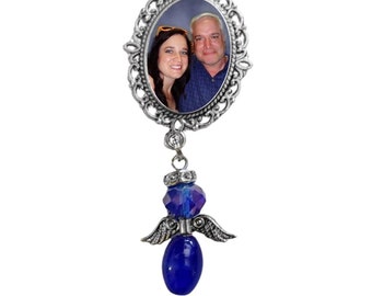 Photo Charm Brooch Blue Anal Colon Cancer Crohn's Disease Awareness Heavenly Angel Crystals Gems - FREE SHIPPING
