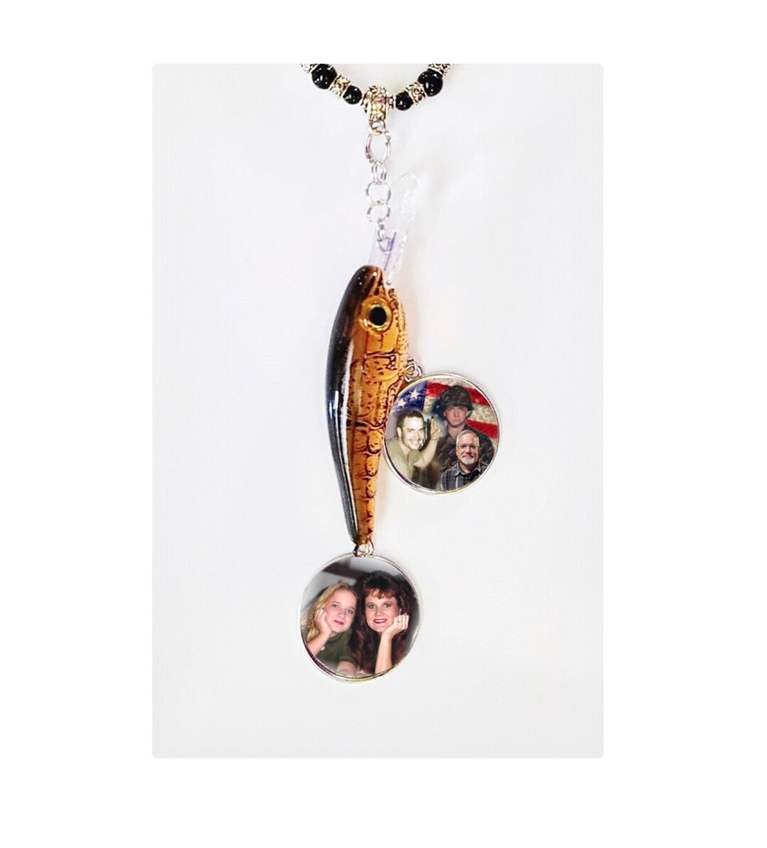 Rearview Mirror Charm Bass Fishing Lure Orange Black 2 Photo Charms