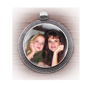 Personalized Antique Silver Pendant or Ornament with Photo of Your Choice -  FREE SHIPPING