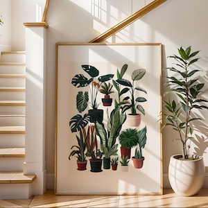 Stampa artistica botanica da parete / Illustrazione minimalista di piante / Decorazione verde per soggiorno, camera da letto o ufficio / Regalo ispirato alla natura
